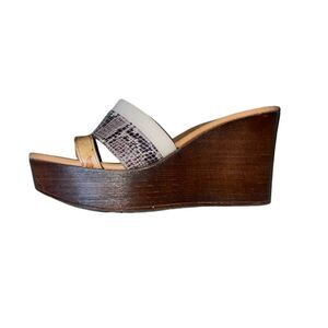 Alviero Martini Tilasse Geo World Map Wedge Block Platform Snakeskin Sandals 39